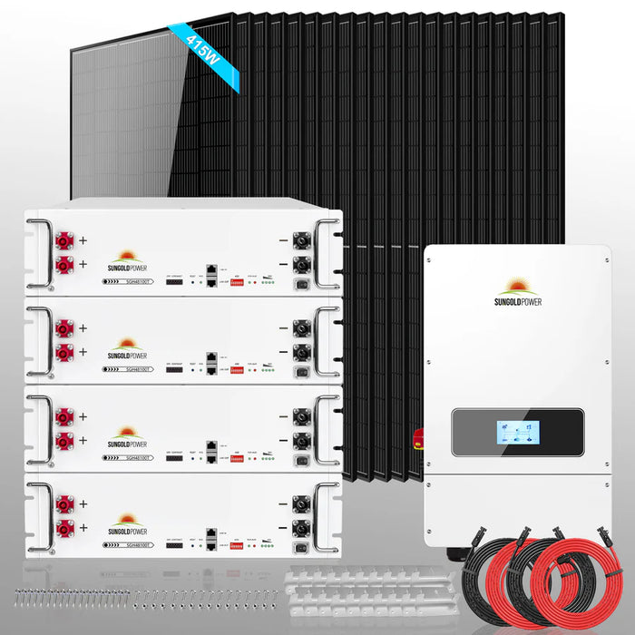 Sungold Power Complete Hybrid Solar Kit 10000W 48V 120V/240V Output 20.48kWh Lithium Battery 8300 Watt Solar Panel