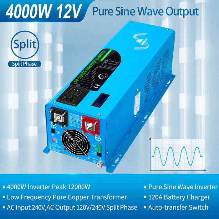 Sungold Power 4000W DC 12V Split Phase Pure Sine Wave Inverter With Charger