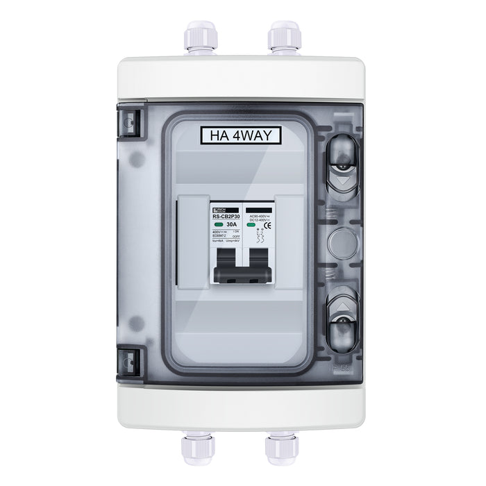 Rich Solar 2 Pole Outdoor Circuit Breaker Box | Outdoor Circuit Breaker Box with 2 Poles and Solar Isolator Disconnect Switch | Choose Amp: 30A, 40A, 60A, 80A, 120A