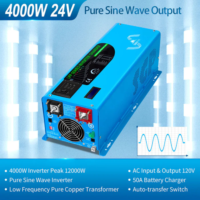 Sungold Power 4000W DC 24V Pure Sine Wave Inverter With Charger