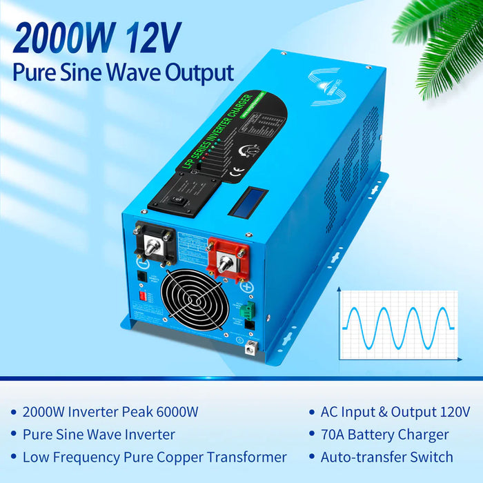 Sungold Power 2000W-DC12V (single phase) AC input 120V AC output 120V Pure Sine Inverter