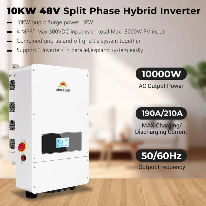 Sungold Power Complete Hybrid Solar Kit 10000W 48V 120V/240V Output 20.48kWh Lithium Battery 8300 Watt Solar Panel