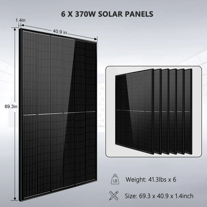 Sungold Power Off-grid Solar Kit 6500W 48VDC 120VAC 10.24kwh Powerwall Lithium Battery 6 X 370 Watts Solar Panels Sgm-6510m