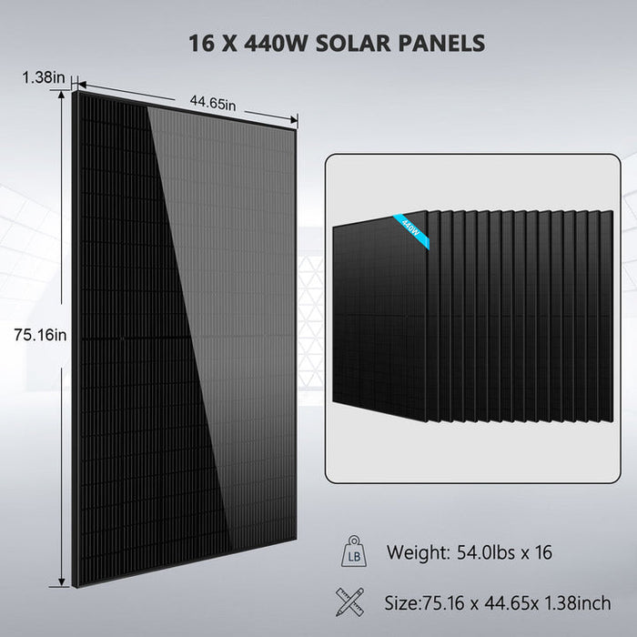 Sungold Power Hybrid Solar Kit 11.4KW 48V Split Phase 20.48KWH/50.2KWH Lithium Battery 440 Watt Solar Panel SGH-11N2E/ SGH-11N5E