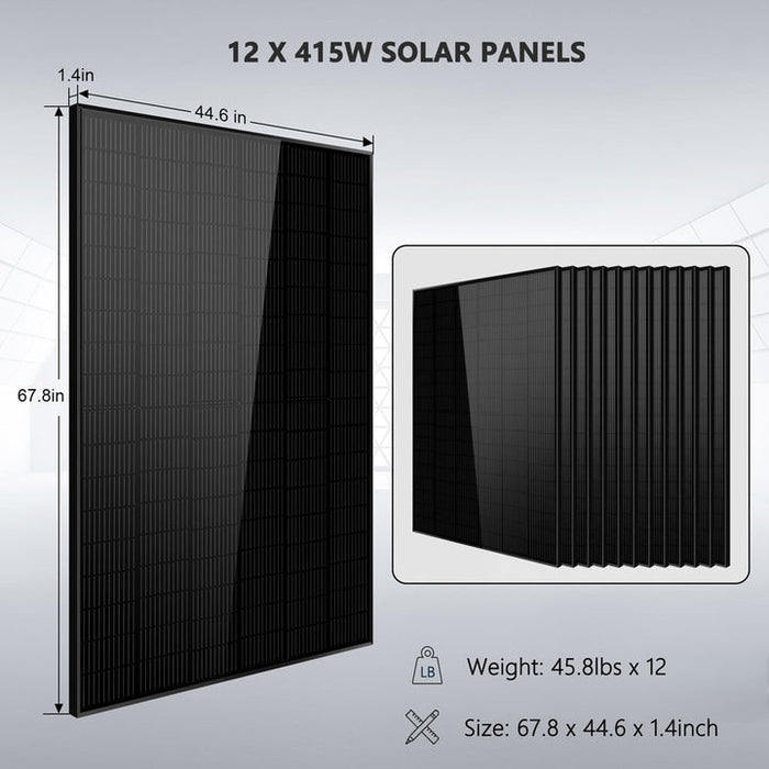 Sungold Power Off-Grid Solar Kit 12000W 48VDC 120V/240V LifePo4 20.48KWH Lithium Battery 12 X 415 Watts Solar Panels SGR- 12K20E