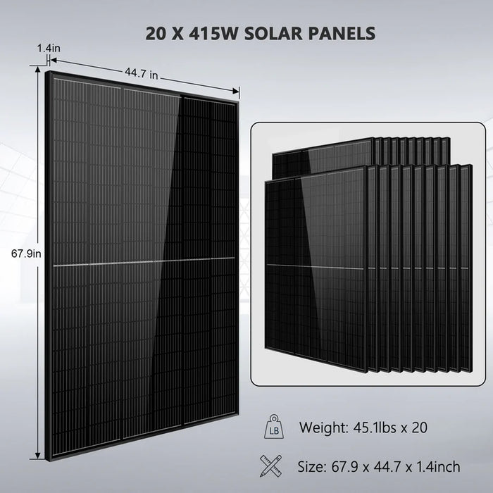 Sungold Power Complete Hybrid Solar Kit 10000W 48V 120V/240V Output 20.48kWh Lithium Battery 8300 Watt Solar Panel