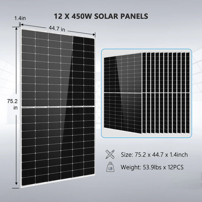 SunGoldPower Complete Off Grid Solar Kit 8000W 48V 120V/240V Output 10.24kWh Lithium Battery 5400 Watt Solar Panel SGK-8MAX