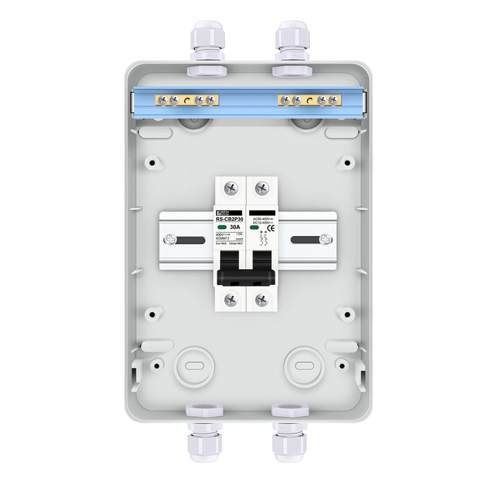 Rich Solar 2 Pole Outdoor Circuit Breaker Box | Outdoor Circuit Breaker Box with 2 Poles and Solar Isolator Disconnect Switch | Choose Amp: 30A, 40A, 60A, 80A, 120A