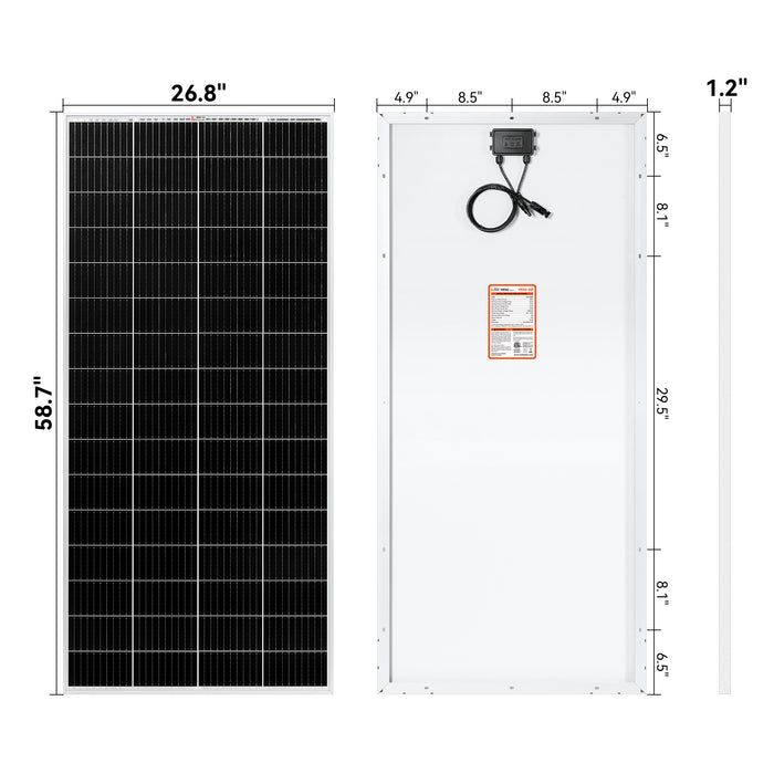 Rich Solar MEGA 200 Watt Monocrystalline Solar Panel | Best 24V Panel for RVs and Off-Grid | 25-Year Output Warranty | UL Certified