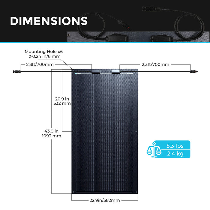 Renogy 100 Watt 12 Volt Black Division Lightweight Monocrystalline Solar Panel