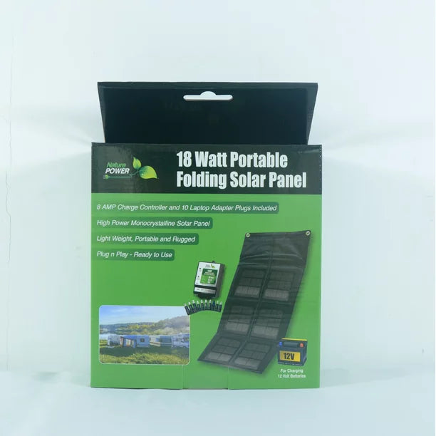 Nature Power 18 Watt Folding Solar Charger with Power Bank Elite