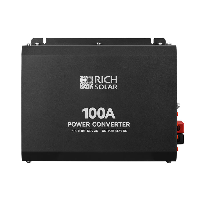 Rich Solar 100 Amp Power Converter | 100A 120V Battery Charger | Overload, Overheat, Reverse Polarity Protection | Plug and Play