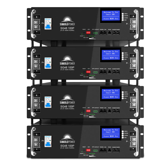 Sungold Power 4 x 48V 100Ah Server Rack LiFePO4 Lithium Battery SG48100P