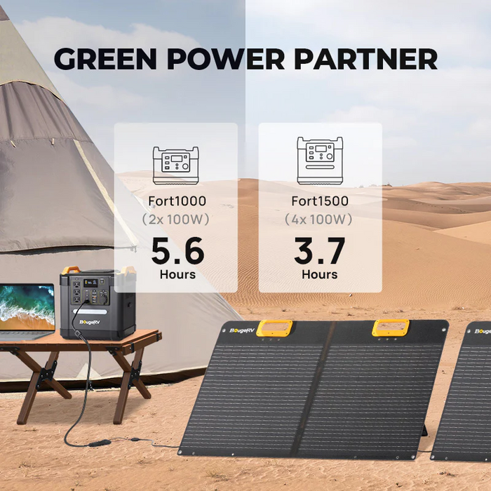 BougeRV 100W 12V 9BB Portable Solar Panel