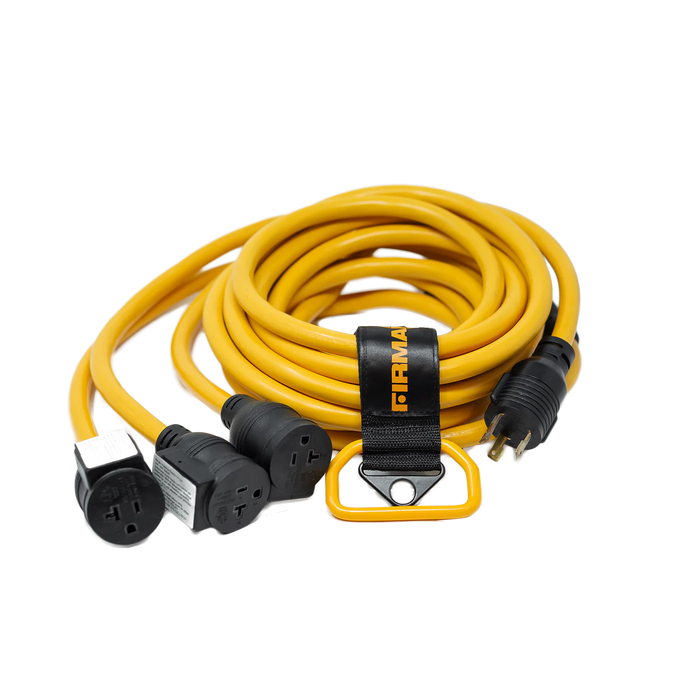 Firman 25' Heavy Duty L5-30P to (3) 5-20R Power Cord With Storage Strap