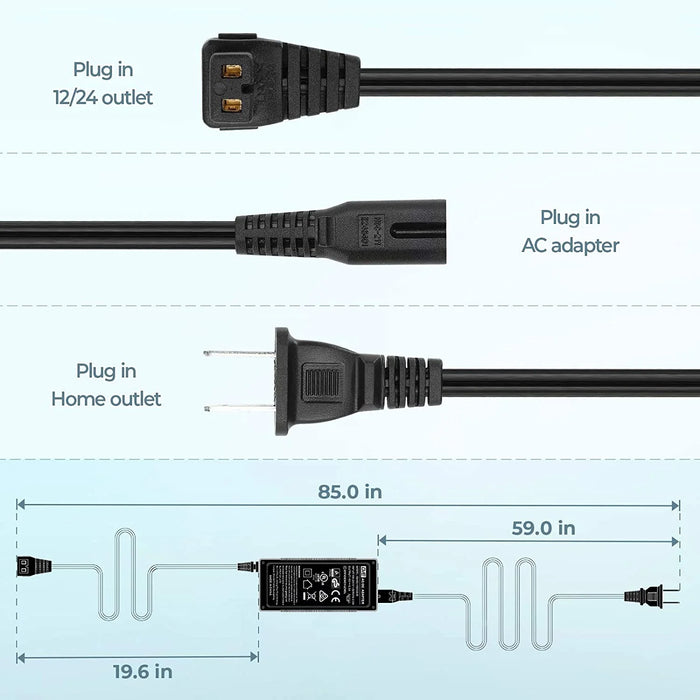 BougeRV Power Cord for Portable Fridge Car Freezer