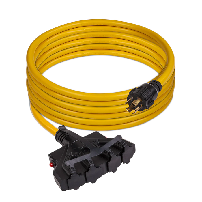 Firman 25' Heavy Duty L14-30P to (4) 5-20R Power Cord With Storage Strap