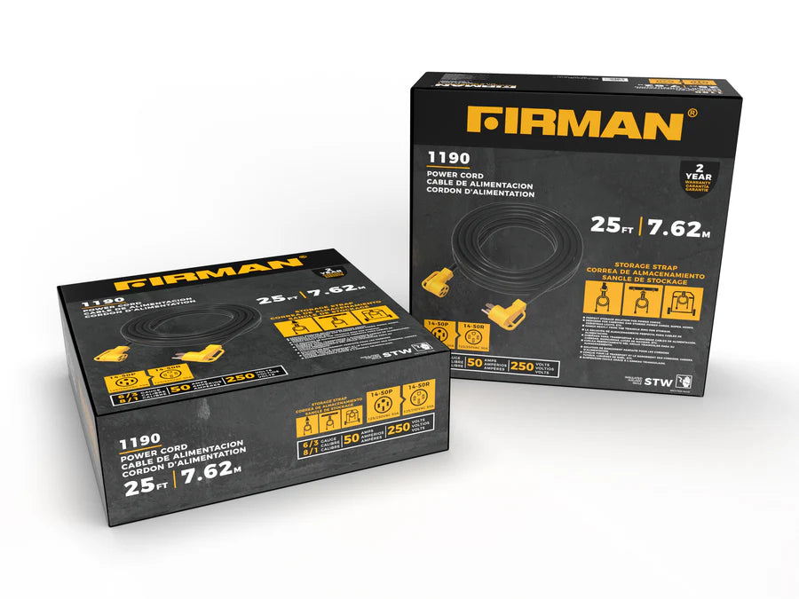 Firman Heavy Duty 14-50P to 14-50R 25' Extension Power Cord