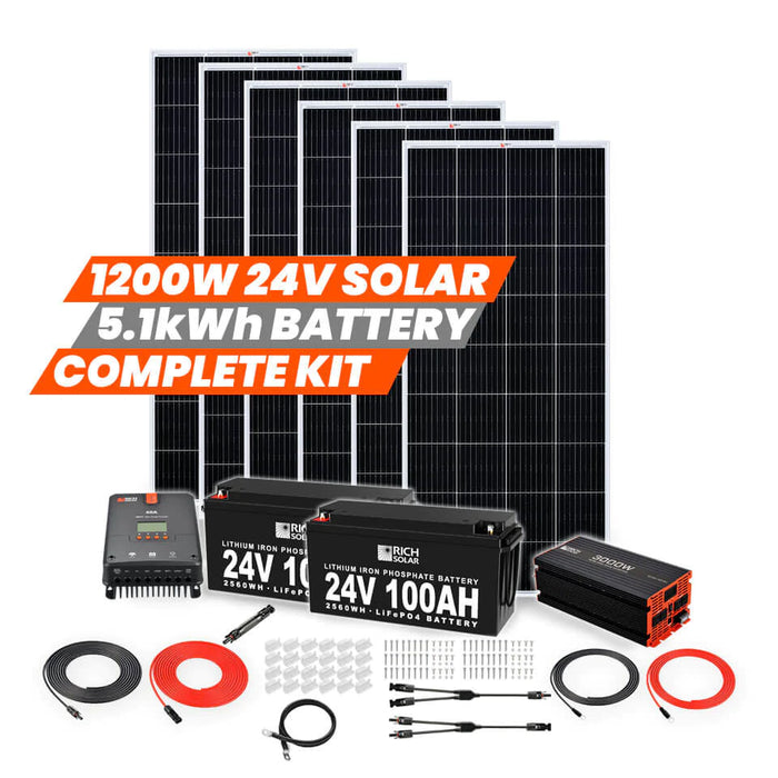 Rich Solar 1200 Watt 24v Complete Solar Kit