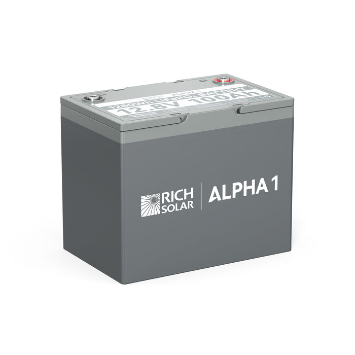 Rich Solar ALPHA 1 | 12V 100Ah LiFePO4 Battery | Powerful 12V Lithium Battery for RVs, Trailers, Vans, Boats, Off-Grid | 5,000 Lifetime Cycles | Bluetooth and Internal Heat Technology