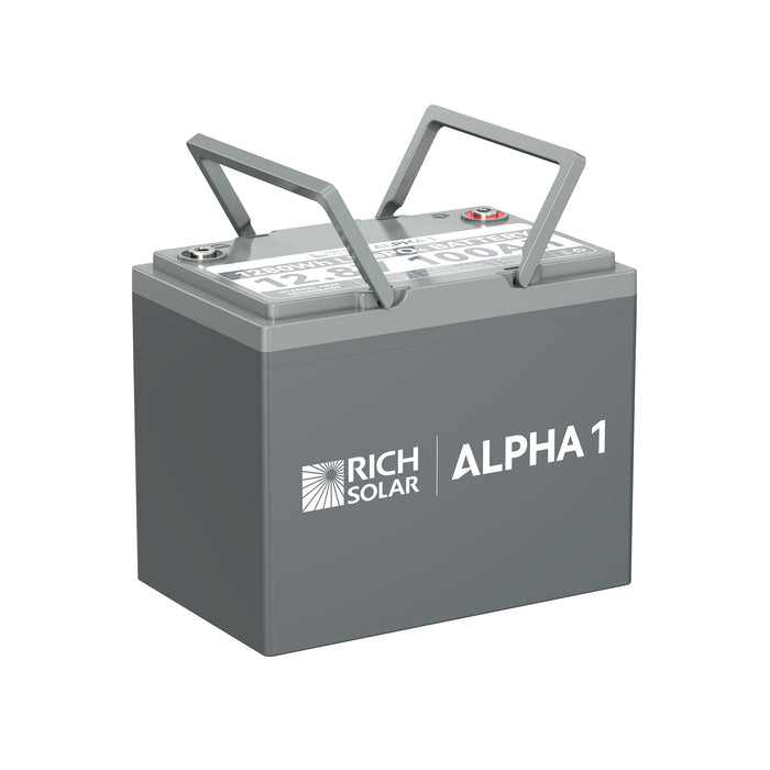 Rich Solar ALPHA 1 | 12V 100Ah LiFePO4 Battery | Powerful 12V Lithium Battery for RVs, Trailers, Vans, Boats, Off-Grid | 5,000 Lifetime Cycles | Bluetooth and Internal Heat Technology