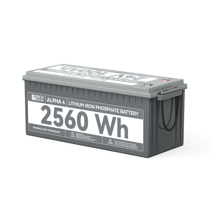 Rich Solar ALPHA 4 | 24V 100Ah LiFePO4 Battery | Powerful 24V Lithium Battery for RVs, Trailers, Vans, Boats, Off-Grid | 5,000 Lifetime Cycles | Bluetooth and Internal Heat Technology