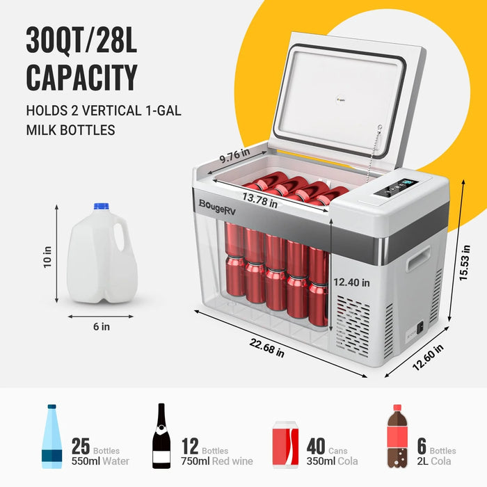 BougeRV 12V 30 Quart (28L) Portable Fridge