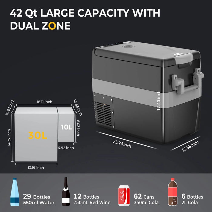 BougeRV 12V 42 Quart (40L) Portable Fridge & 42 Quart Insulated Protective Cover