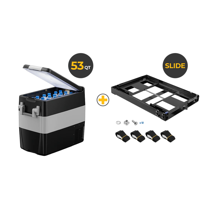 BougeRV 12V 53 Quart (50L) Portable Fridge&Universal Portable Fridge Slide