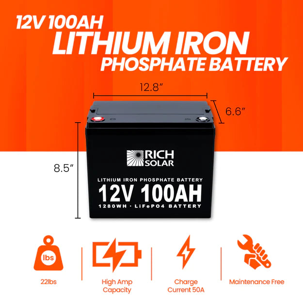 Rich Solar LiFePO4 Lithium Iron Phosphate Battery