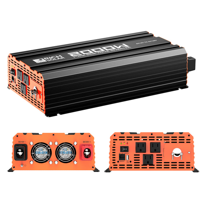 Rich Solar NOVA PURE 2K | 2000 Watt (2kW) 12 Volt Industrial Pure Sine Wave Inverter | Powerful 2000W 12V Off-Grid Inverter for RVs, Trailers, Campers, Vans, Trucks, Overlanders, Boats | Top Rated