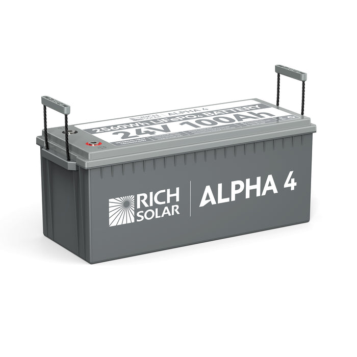 Rich Solar ALPHA 4 | 24V 100Ah LiFePO4 Battery | Powerful 24V Lithium Battery for RVs, Trailers, Vans, Boats, Off-Grid | 5,000 Lifetime Cycles | Bluetooth and Internal Heat Technology