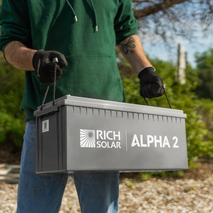 Rich Solar ALPHA 2 | 12V 200Ah LiFePO4 Battery | Powerful 12V Lithium Battery for RVs, Trailers, Vans, Boats, Off-Grid | 5,000 Lifetime Cycles | Bluetooth and Internal Heat Technology