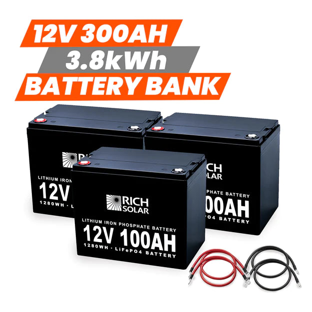 Rich Solar 12V - 300AH - 3.8kWh Lithium Battery Bank