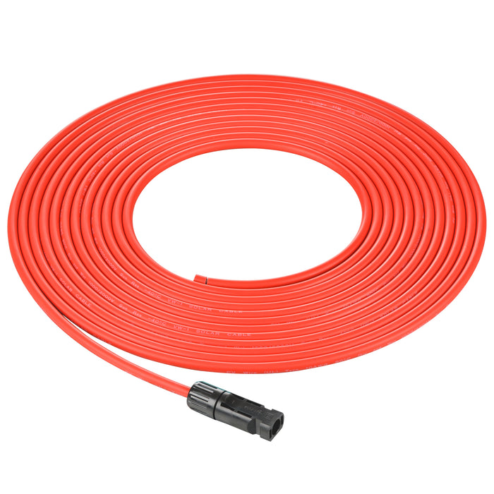 Rich Solar 10 Gauge Solar Panel Extension Cable with Male and Female Solar Connector Ends | Pair of 10AWG Red and Black Extension Wire with Connectors on Both Ends | Choose Cable Length: 10ft, 15ft, 20ft, 30ft, 50ft, 75ft, 100ft