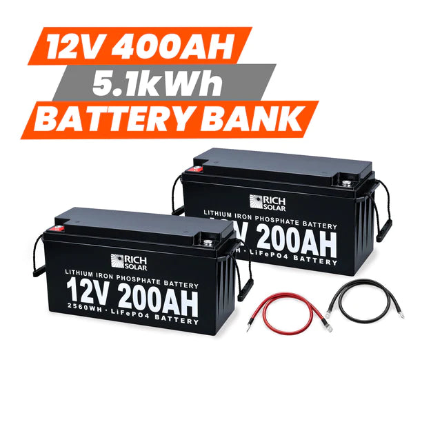 Rich Solar 12V - 400AH - 5.1kWh Lithium Battery Bank