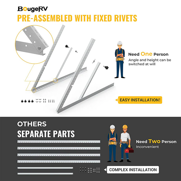 BougeRV 41in Solar Panel Tilt Mount Brackets（Upgraded Version）