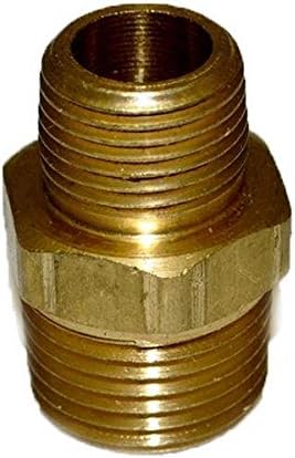 HPC Fire Brass Reducing Nipple (450), 1/2-Inch MIP to 3/8-Inch MIP