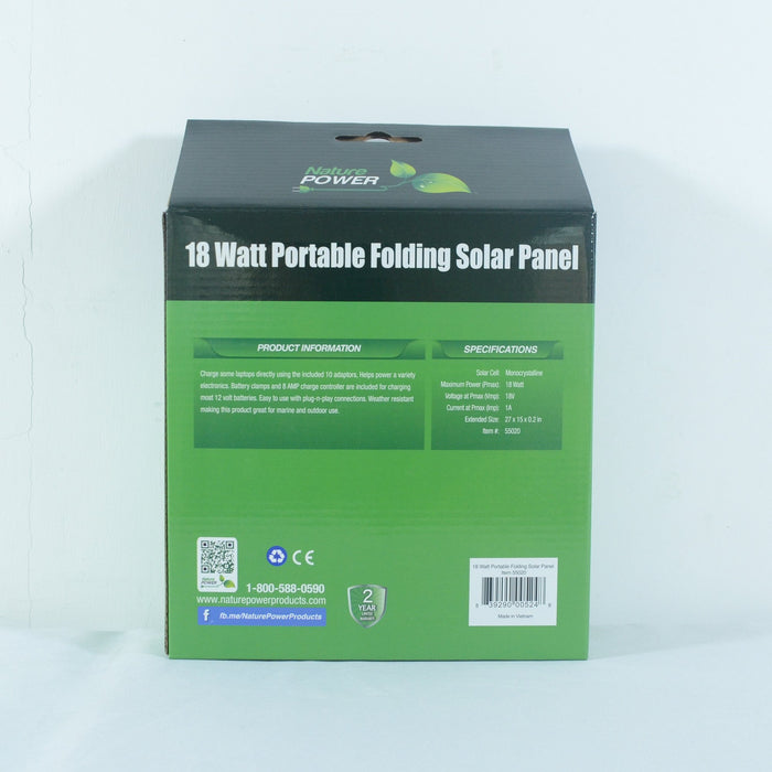 Nature Power 18 Watt Folding Solar Panel with 8 amp Charge Controller