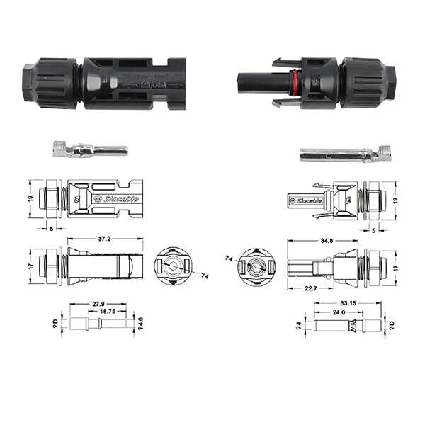 BougeRV 44PCS Solar Connector with Spanners IP67 Waterproof Male/Female