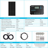 Renogy 100W 12V Monocrystalline Solar Starter Kit w/Wanderer 10A Charge Controller