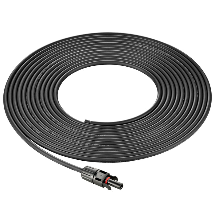 Rich Solar 10 Gauge Solar Panel Extension Cable with Male and Female Solar Connector Ends | Pair of 10AWG Red and Black Extension Wire with Connectors on Both Ends | Choose Cable Length: 10ft, 15ft, 20ft, 30ft, 50ft, 75ft, 100ft