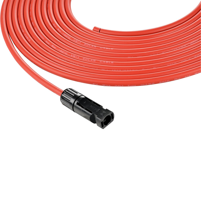 Rich Solar 10 Gauge Solar Panel Extension Cable with Male and Female Solar Connector Ends | Pair of 10AWG Red and Black Extension Wire with Connectors on Both Ends | Choose Cable Length: 10ft, 15ft, 20ft, 30ft, 50ft, 75ft, 100ft