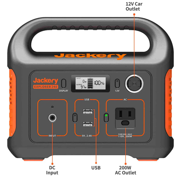 Jackery Solar Generator with Explorer 240 Portable Power Station with SolarSaga 100W x 1 Solar Panel