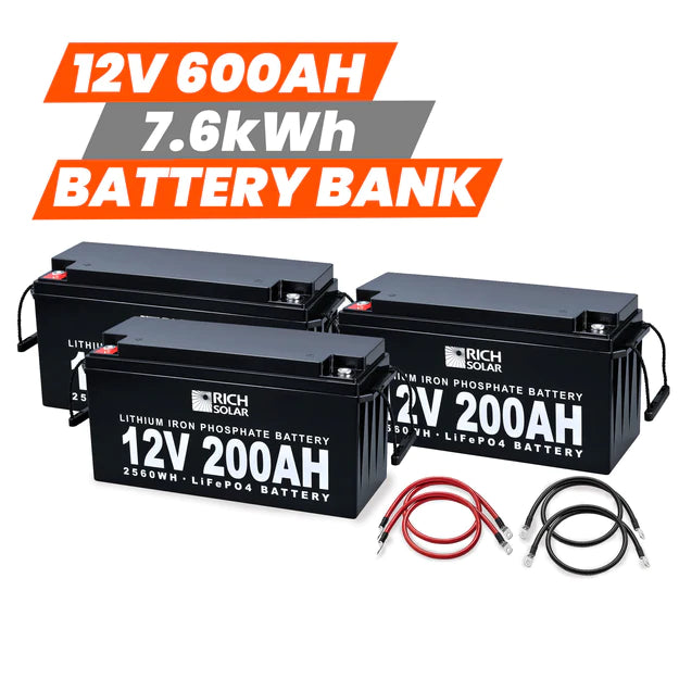 Rich Solar 12V - 600AH - 7.6kWh Lithium Battery Bank