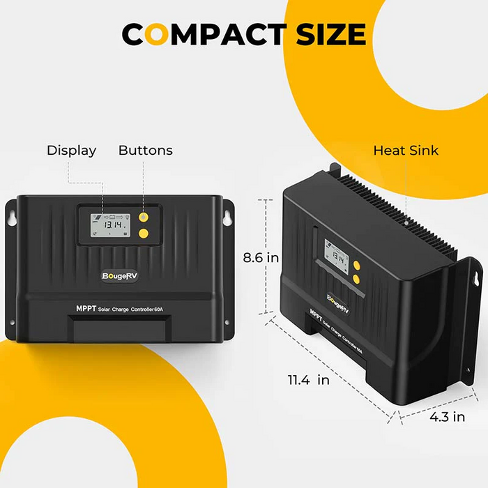 BougeRV 60A MPPT Solar Charge Controller with Bluetooth 12V/24V