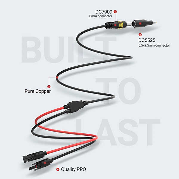 BougeRV 6Feet 14AWG Solar Connector to DC Adapter