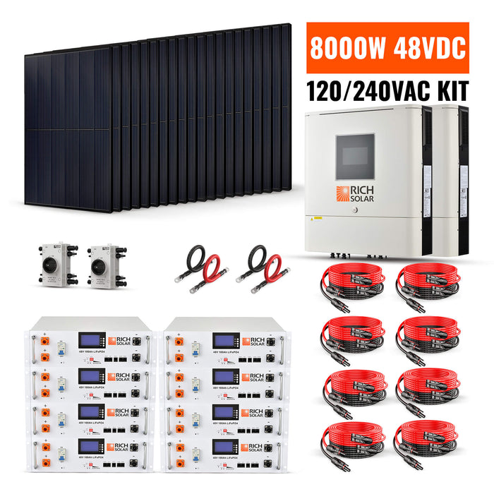 Rich Solar 8000W 48V-120/240VAC Solar Kit