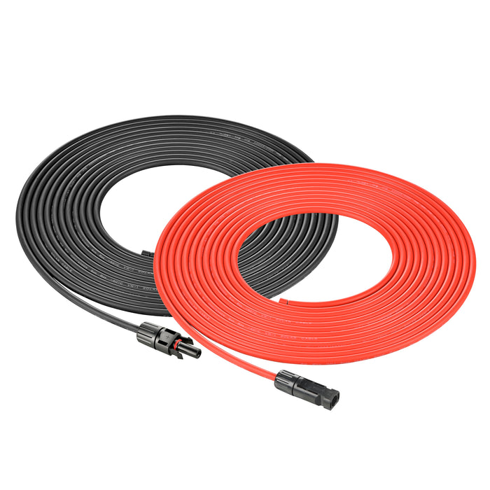 Rich Solar 10 Gauge Solar Panel Extension Cable with Male and Female Solar Connector Ends | Pair of 10AWG Red and Black Extension Wire with Connectors on Both Ends | Choose Cable Length: 10ft, 15ft, 20ft, 30ft, 50ft, 75ft, 100ft