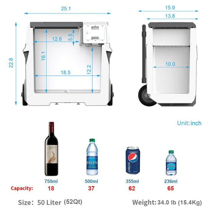 ACOPOWER LionCooler X50A Combo, Portable Solar Freezer (52 Quart Capacity) & Extra Backup 173Wh Battery